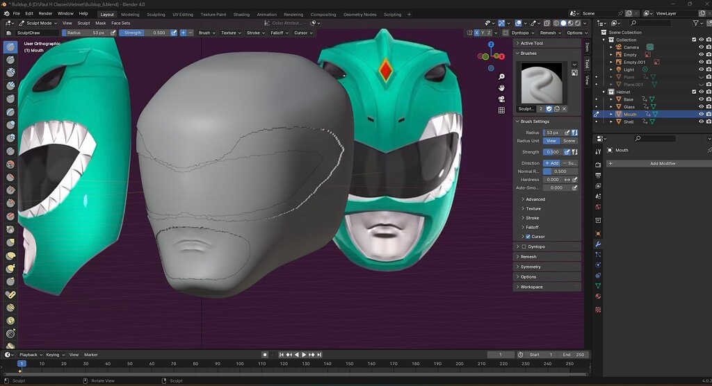 Green Power Ranger Helment for 3D printing - General - Blendermania3D