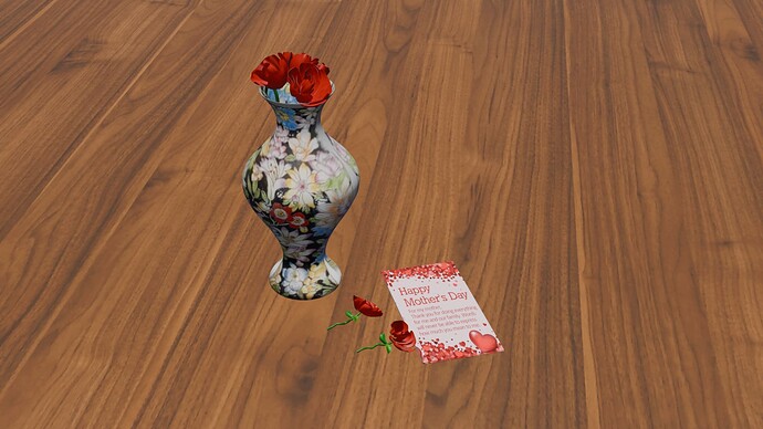 mother's day, vase.-render