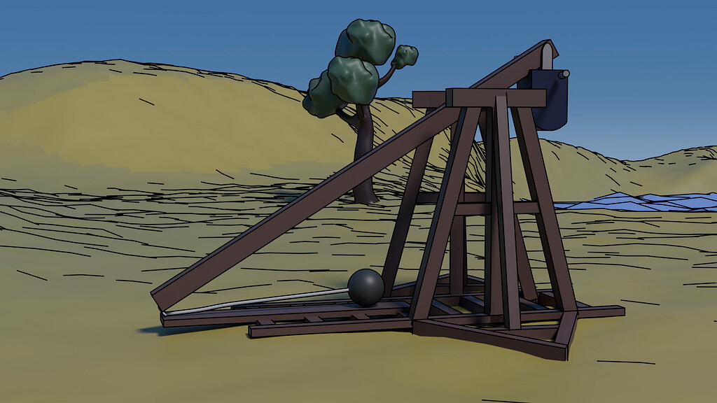 Trebuchet Animation Stylised Trebuchet Animation - Finished Projects - Blendermania3D